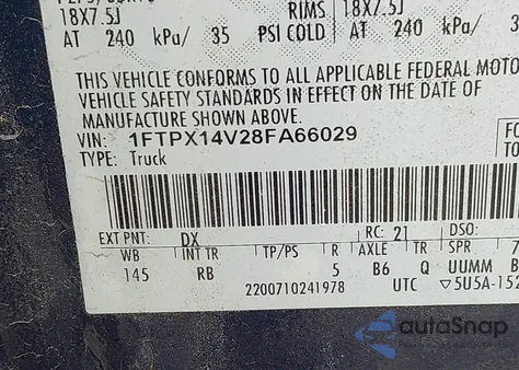 2008 Ford F-150 Fx4/Lariat/Xl/Xlt from USA, damaged, VIN 1FTPX14V28FA66029